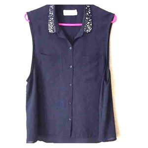 Dark navy beaded blouse